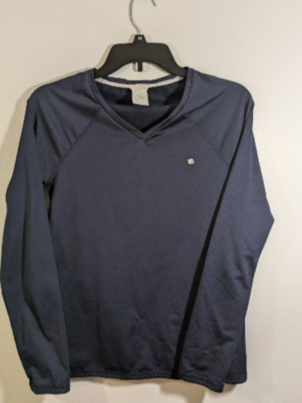 Lucky Brand Top Women Small Navy Blue V Neck Long Sleeve